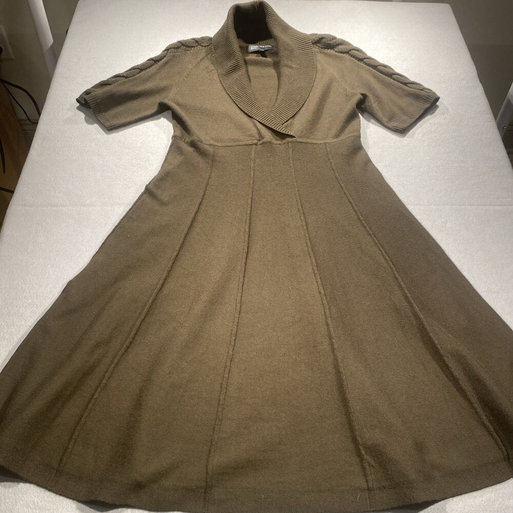 Jones New York Short Sleeve Pleated Dress Size M Mocha Brown